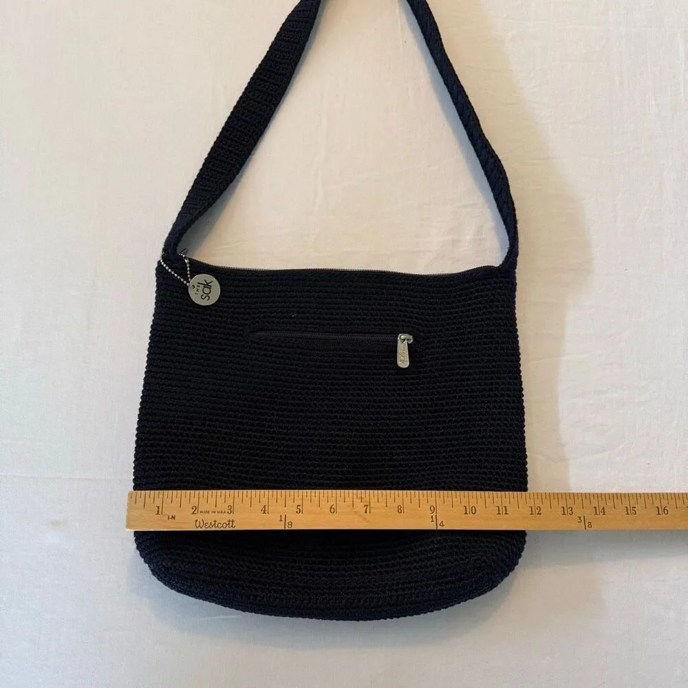 The Sak Navy Blue Crochet Shoulder Bag | Knit Hobo Purse | Zipper Closure - Picture 6 of 12